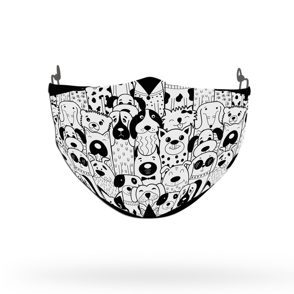 Black And White Dog Pattern Face Covering Print 3