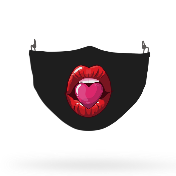 Pink Heart Lips Pattern Face Covering Print 3