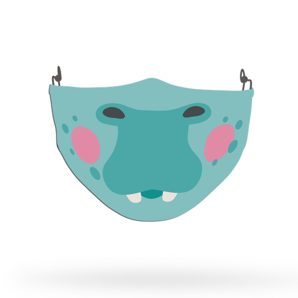 Kids Hippo Face Covering Print