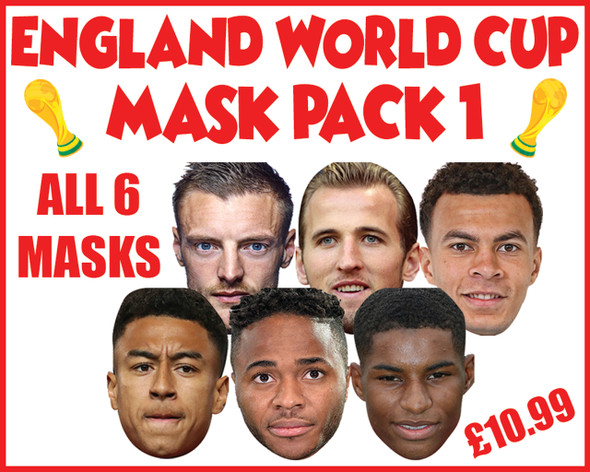 England Mask Pack 1 Football World Cup 2018 Face Mask Pack Kane, Ali etc