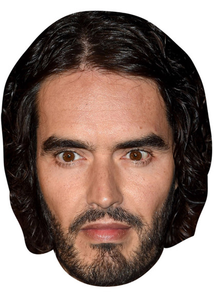 RUSSEL BRAND JB - Funny Comedian Fancy Dress Cardboard Celebrity Face Mask