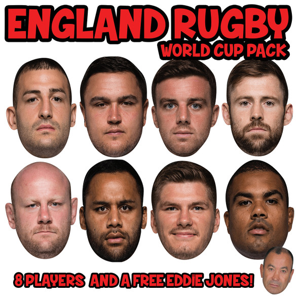 England Rugby World Cup 8 Mask Pack + FREE EDDIE JONES!