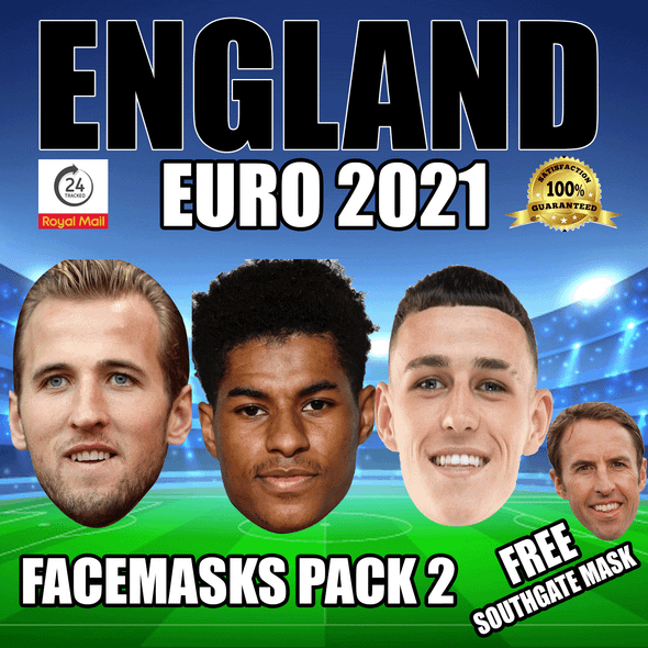 Rashford Foden Southgate Kane Euro 2026 Football Party Face Mask