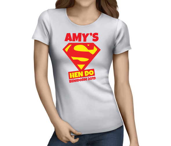 Super Hen Colour Hen T-Shirt - Any Name - Party Tee