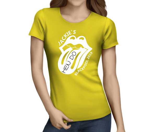 Copy Of Lips And Tongue White Custom Hen T-Shirt - Any Name - Party Tee