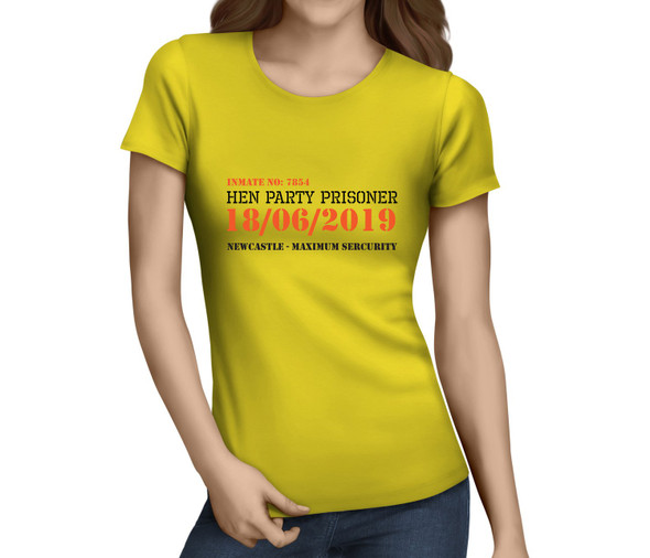 Inmate Hen Prisoner Colour Custom Hen T-Shirt - Any Name - Party Tee