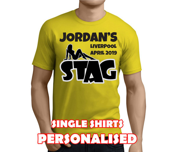 Sexy Silhouette Black Custom Stag T-Shirt - Any Name - Party Tee