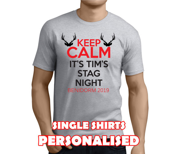 Keep Calm Colour Custom Stag T-Shirt - Any Name - Party Tee