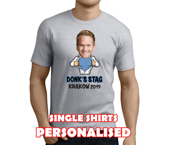 Muscle Man Colour Custom Stag T-Shirt - Any Name - Party Tee