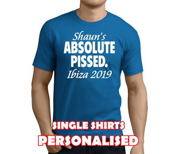 Absolute Pissed White Custom Stag T-Shirt - Any Name - Party Tee