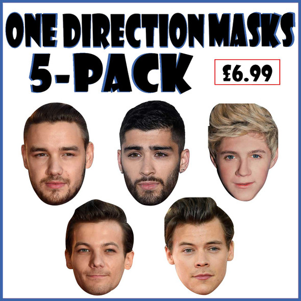 One Direction 5-Pack Celebrity Fancy Dress Party Face Mask