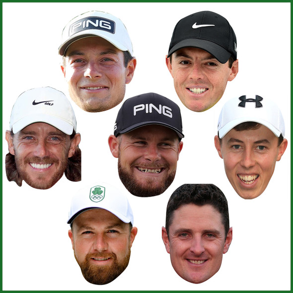 European Team Ryder Cup - Golf 7 Pack Fancy Dress Cardboard Celebrity Face Mask