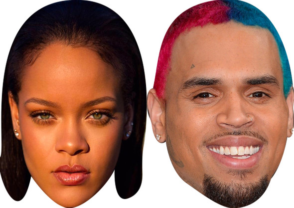 Chris Brown And Rihanna - Celebrity Couples Fancy Dress Face Mask Pack