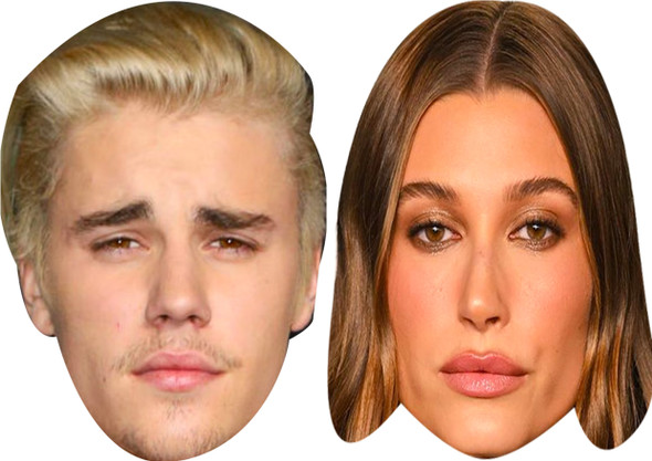 Justin Bieber And Hailey Bieber - Celebrity Couples Fancy Dress Face Mask Pack