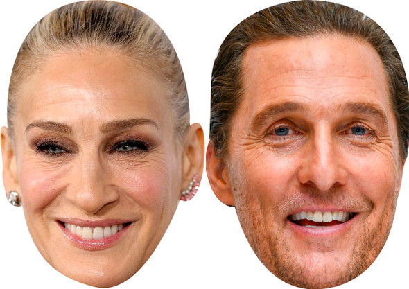 Matthew Mcconaughey & Sarah Jessica Parker - Celebrity Couples Fancy Dress Face Mask Pack