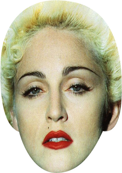 Blonde 80S Madonna Cardboard Celebrity Face Masks. Fancy Dress Masks
