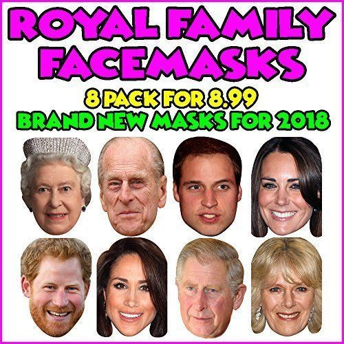 Full Set of 8 Royal Family Face Masks for Harry & Meghan Wedding
