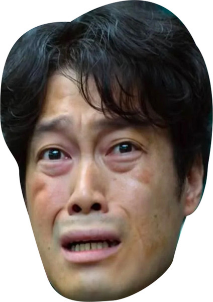 Scared Guy Squid Game Celebrity Fancy Dress Cardboard Face Mask