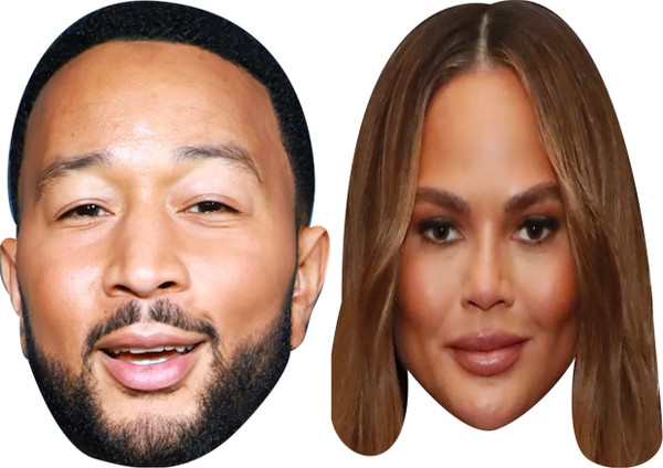 Chrissy Teigen And John Legend - Celebrity Couples Fancy Dress Face Mask Pack