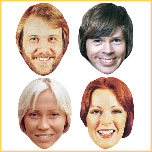 Retro Abba Pack Fancy Dress Cardboard Celebrity Face Mask