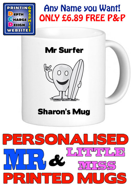 Mr Surfer Man Personalised Mug Cup