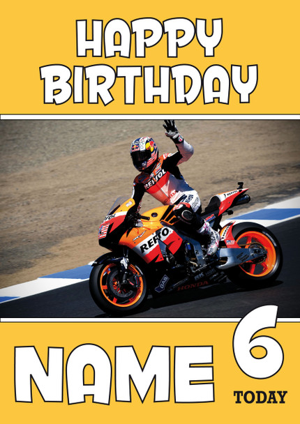 Personalised Bike Racer Birthday Card