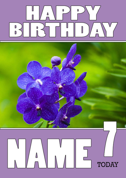 Personalised Orchid Birthday Card