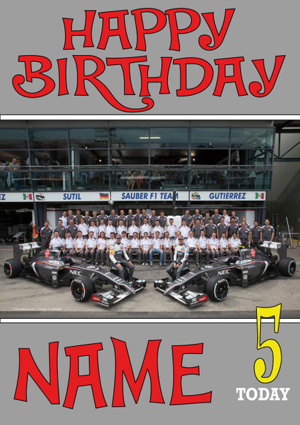 Personalised Sauber Birthday Card