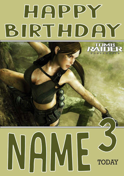 Retro Gaming Lara Croft Personalised Card