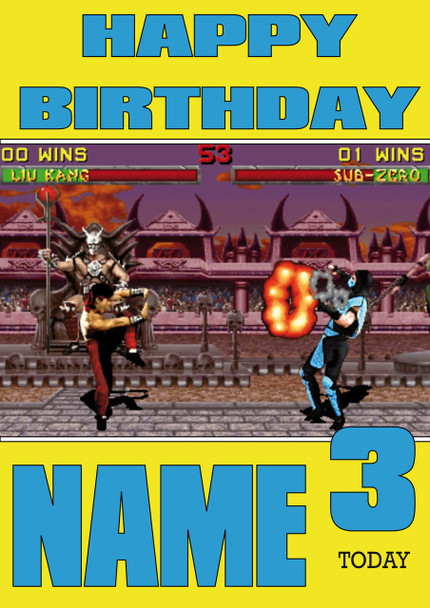 Retro Gaming Mortal Kombat Personalised Card