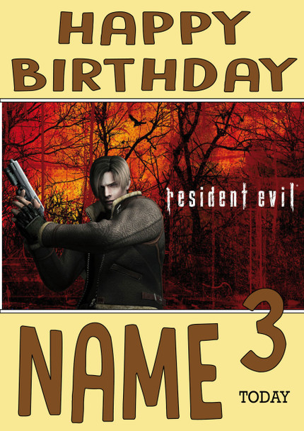 Retro Gaming Resident Evil Leon KE Designnnedy Personalised Card