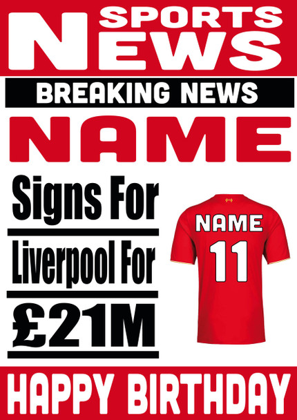 Signed For Liverpool Personalised Card