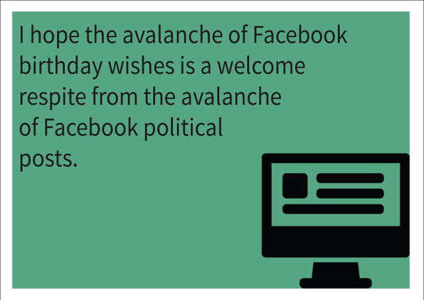 Facebook Political Posts Personalised Birthday Card