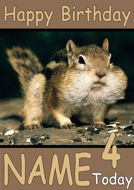 Greedy Squirrel Personalised Birthday Card