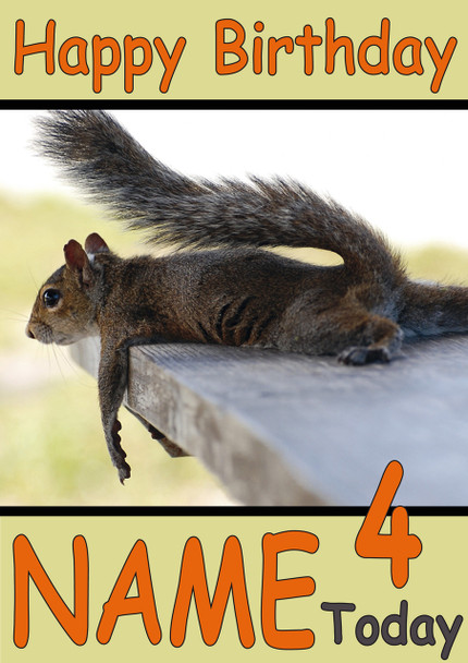 Lazy Squirrel Personalised Birthday Card