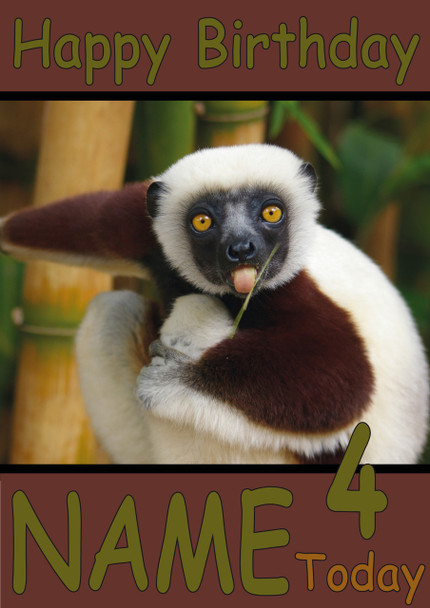 Lemur Sticking Tongue Out Personalised Birthday Card