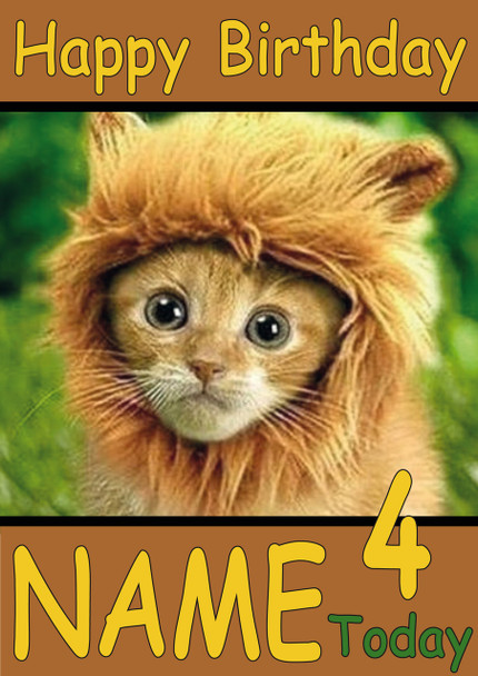 Lion Kitten Costume Personalised Birthday Card