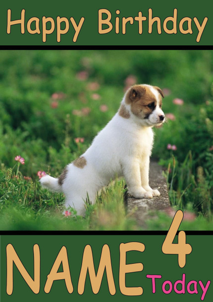 Puppy In Field Personalised Birthday Card