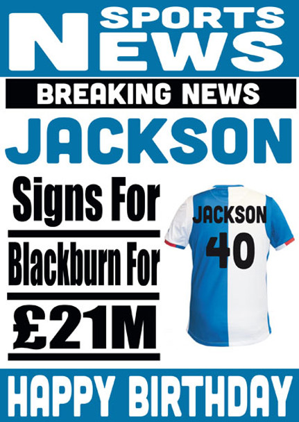 Signed For Blackburn Personalised Card