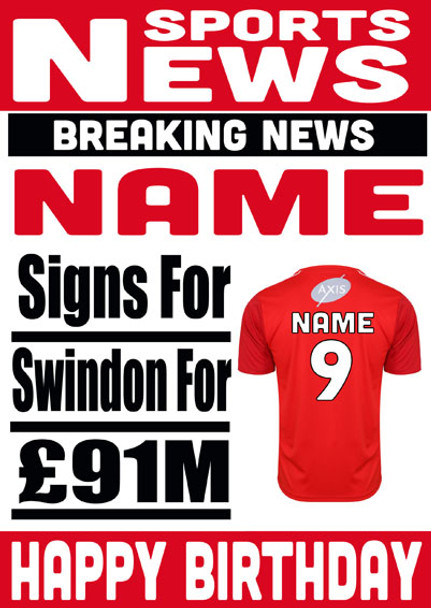 Signed For Swindon Personalised Card