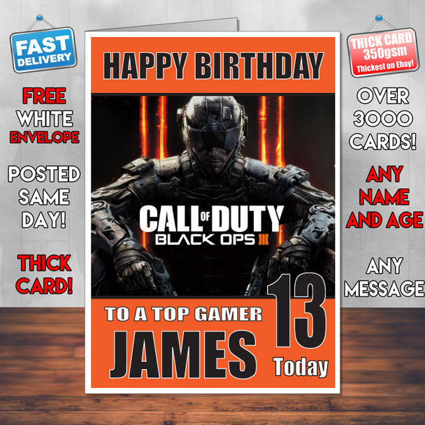 Call Of Duty Bm2 Personalised Birthday Card