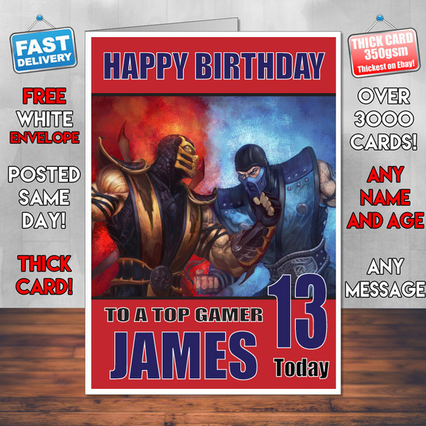 Mortal Kombat Scorpio Sub Zero Bm1 Personalised Birthday Card