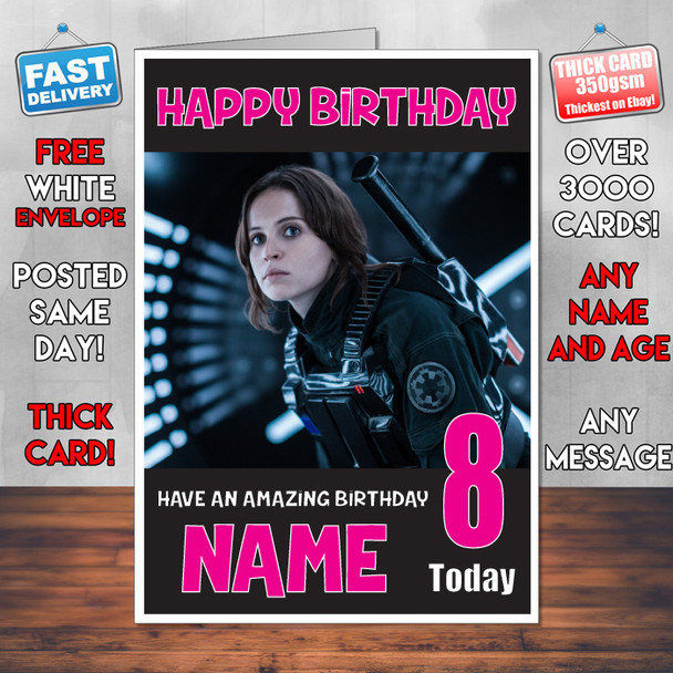 Felicity Jones Rogue One Bm2 Personalised Birthday Card