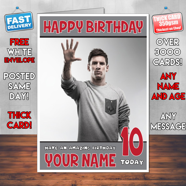 Messi 3 Bm2 Personalised Birthday Card