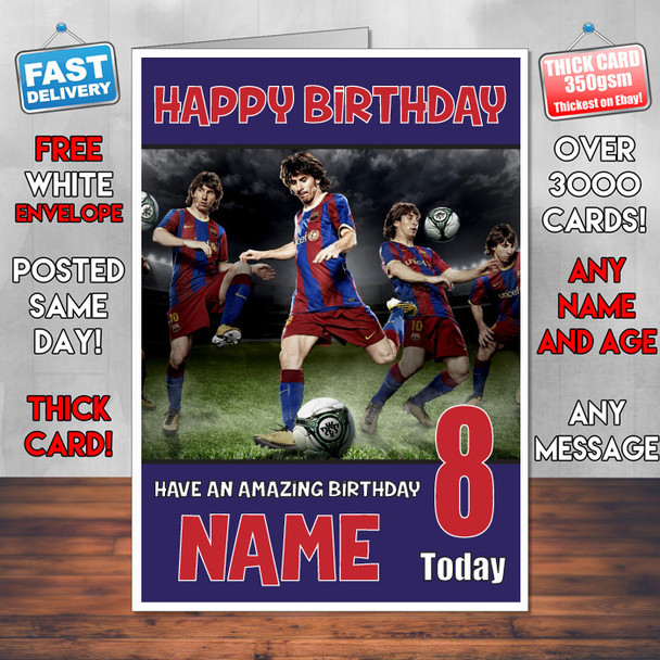 Messi 5 Bm2 Personalised Birthday Card