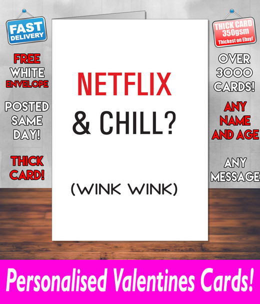 Netflix & Chill Wink Wink Valentines Day Card