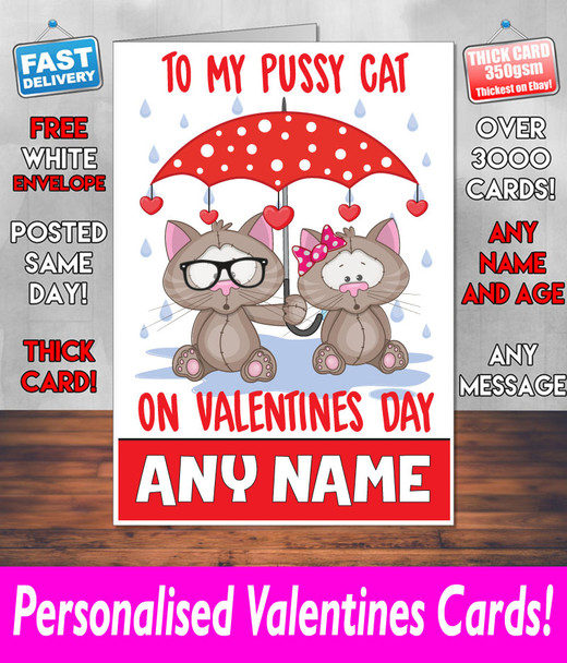 To My Pussy Cat Valentines Card