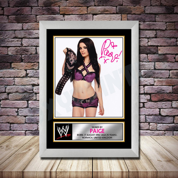 Personalised Signed Wrestling Celebrity Autograph print - Paige -A4 A3 A2 A1 - Framed or Print Only