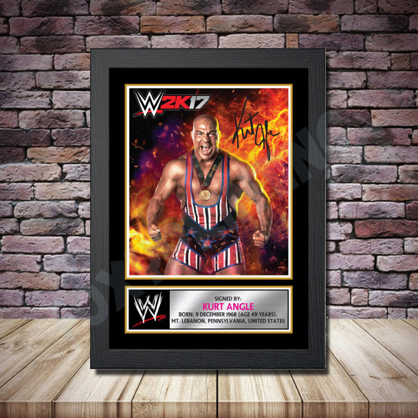 Personalised Signed Wrestling Celebrity Autograph print - Kurt Angle -A4 A3 A2 A1 - Framed or Print Only