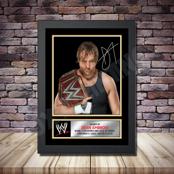 Personalised Signed Wrestling Celebrity Autograph print - Dean Ambrose -A4 A3 A2 A1 - Framed or Print Only